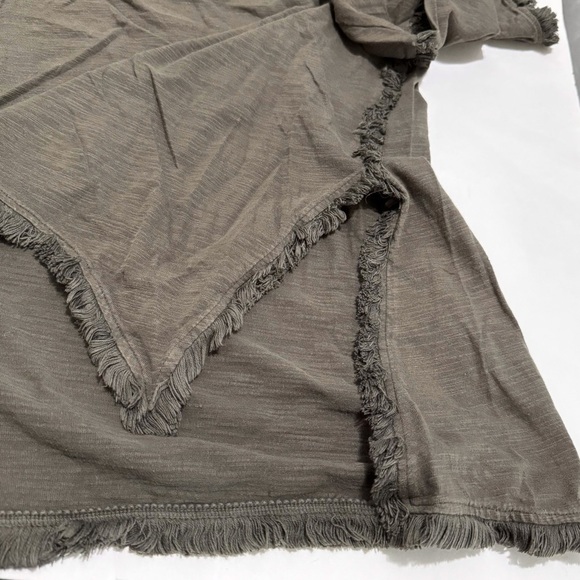 Umgee Green Lagenlook Drop Sleeve Tunic Top Fringe Trim Detail Size Large - Picture 5 of 7